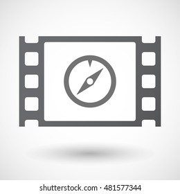 Illustration of an isolated 35mm film frame with a compass