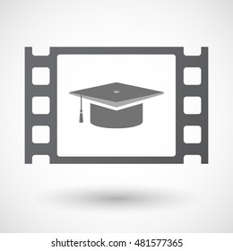 Illustration of an isolated 35mm film frame with a graduation cap