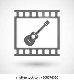 Illustration of an isolated 35mm film frame slide photogram  with  an ukulele