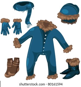 illustration of isolated accessories winter set on white background