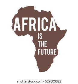Illustration of an isolated Africa continent map icon with the text. Vector illustration.