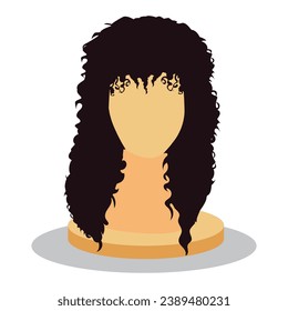 illustration of isolated African American woman's wig