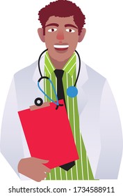 Illustration of an isolated African doctor with stethoscope