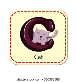 Illustration of isolated alphabet C for cat