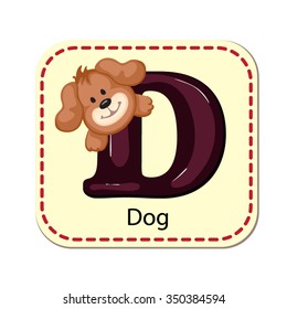 Illustration of isolated alphabet D for dog