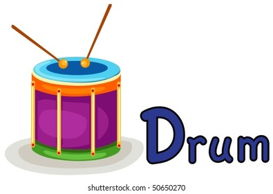 illustration of isolated  alphabet D for drum on white background