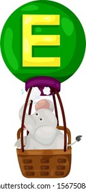 illustration of isolated  alphabet E for elephant on white