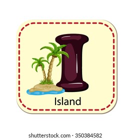 Illustration of isolated alphabet I for island