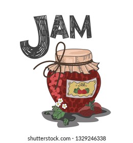 Illustration of isolated alphabet J with jam on white