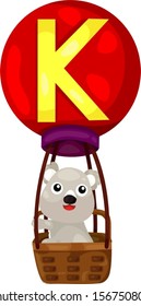 illustration of isolated  alphabet K for koala on white