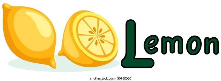 illustration of isolated  alphabet L for lemon on white background