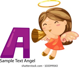 illustration isolated ALPHABET LETTER A-Angel  .vector