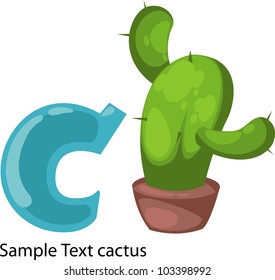 illustration isolated ALPHABET LETTER C-Cactus.vector