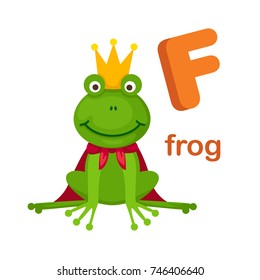 Illustration Isolated Alphabet Letter F Frog,.vector