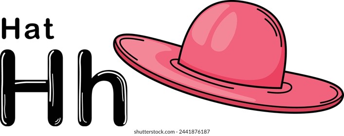 Illustration Isolated Alphabet Letter H-Hat