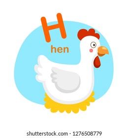 Illustration isolated alphabet letter h-hen vector illustration