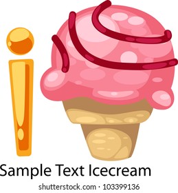 illustration isolated ALPHABET LETTER I -Icecream vector