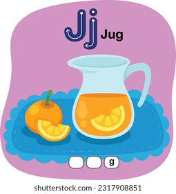 Illustration, isolierter Alphabet Letter J-Jug