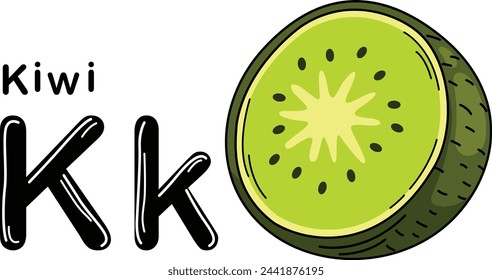 Illustration Isolated Alphabet Letter K-Kiwi