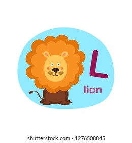Illustration isolated alphabet letter l-lion vector illustration