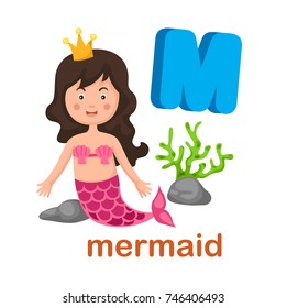 Illustration Isolated Alphabet Letter M Mermaid.vector
