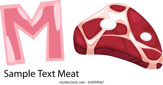 illustration isolated ALPHABET LETTER M-Meat .vector