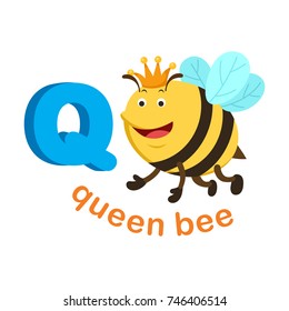 Illustration Isolated Alphabet Letter Q Queen bee.vector