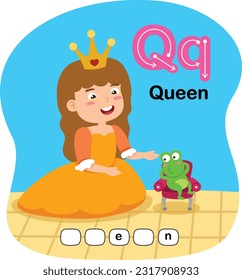 Illustration Isolated Alphabet Letter Q-Queen