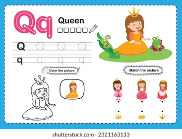 Illustration Isolated Alphabet Letter Q-Queen