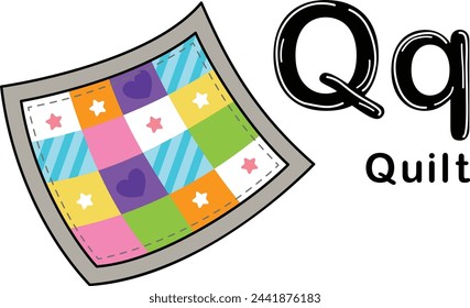 Illustration Isolated Alphabet Letter Q-Quilt