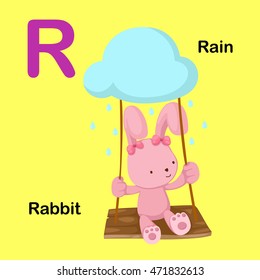 Illustration Isolated Alphabet Letter R-Rabbit,Rain.vector
