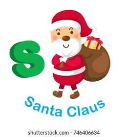 Illustration Isolated Alphabet Letter S Santa claus,.vector