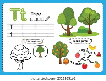 Illustration Isolated Alphabet Letter T- Tree