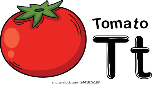 Ilustración Letra de alfabeto aislado T-Tomato