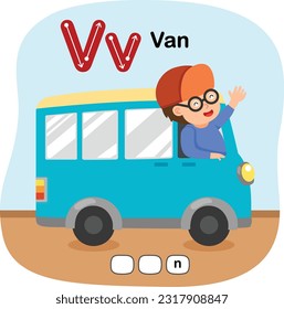 Illustration Isolated Alphabet Letter V-Van