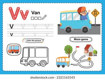 Illustration Isolated Alphabet Letter V-Van