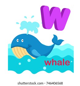 Illustration Isolated Alphabet Letter W Whale.vector