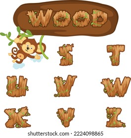 Illustration Isolated Alphabet Letter wood concept vector