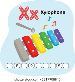 Illustration Isolated Alphabet Letter X- Xylophone