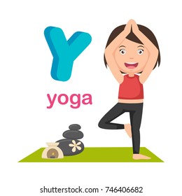 Illustration Isolated Alphabet Letter Y Yoga.vector