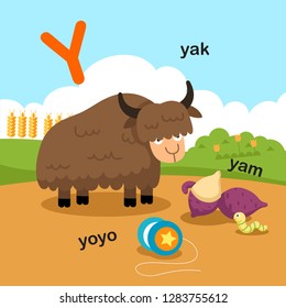 Illustration Isolated Alphabet Letter Y-yak,yoyo,yam.vector