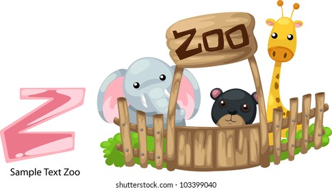illustration isolated ALPHABET LETTER Z-Zoo  .vector