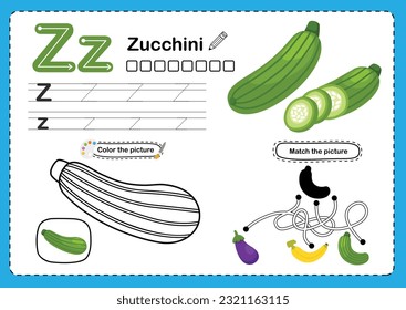 Ilustración Letra alfabeta aislada Z-Zucchini