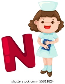 Illustration Isolated Alphabet N Nurse On 스톡 벡터(로열티 프리) 55811824 ...