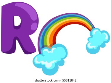 illustration of isolated  alphabet R for rainbow on white background