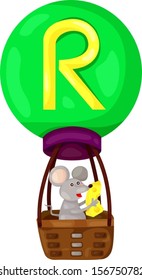 illustration of isolated  alphabet  R for Rat on white