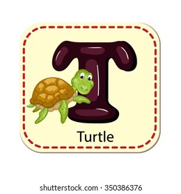 Illustration of isolated alphabet T for turtle