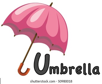 illustration of isolated  alphabet U for umbrella on white background