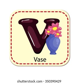 Illustration of isolated alphabet V for vase