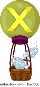 illustration of isolated  alphabet X for x-ray fish on white